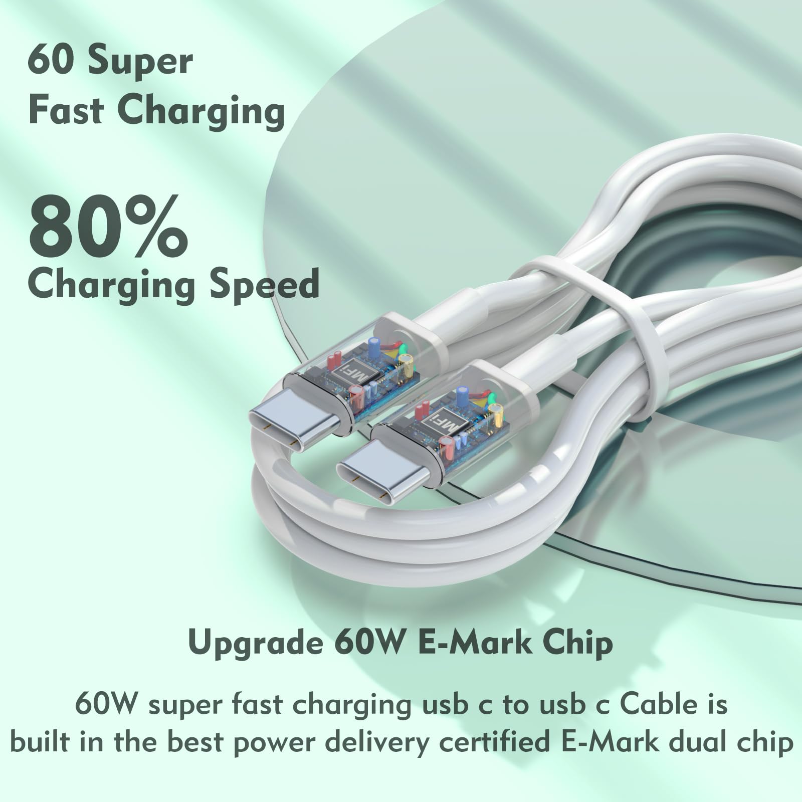 Usb C To Usb C Cable, 3 Pack 6Ft, 60W Fast Charging Power Delivery For Iphone 15/15 Pro/15 Plus/15 Pro Max, Ipad Mini 6/Pro 2021